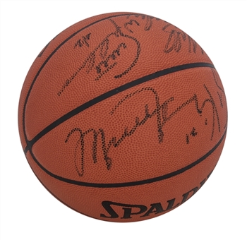 1989-90 Chicago Bulls Team Signed Spalding Basketball With 12 Signatures Including Michael Jordan (PSA/DNA)